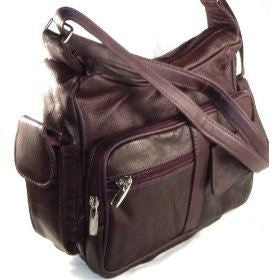 Genuine Leather Handbag with Cell Phone Holder & Many Pockets